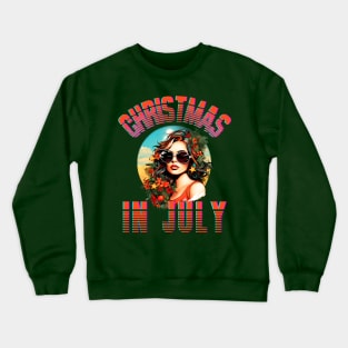 Christmas in July Retro Beach Summer Print Crewneck Sweatshirt